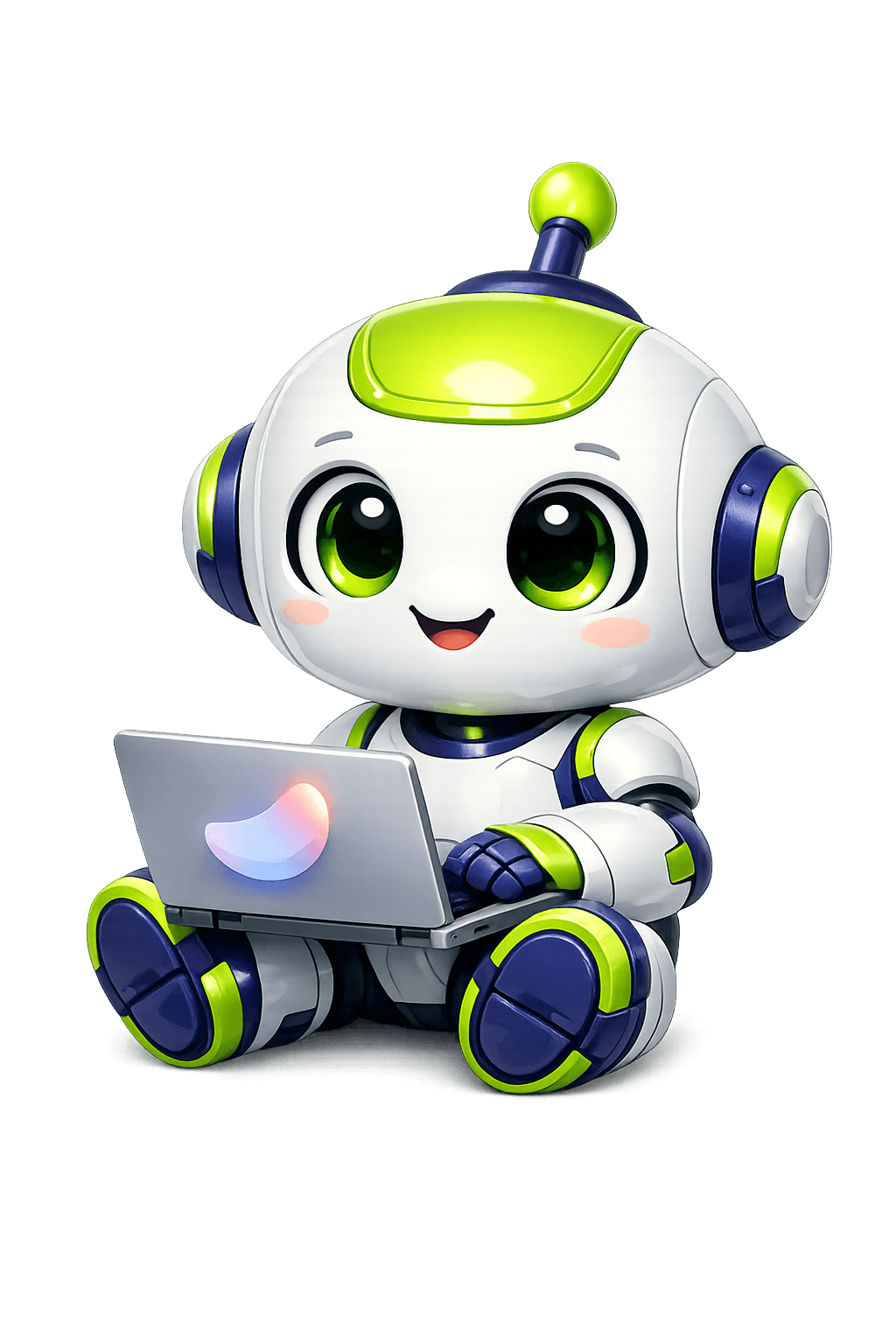 Robot assistant with a laptop